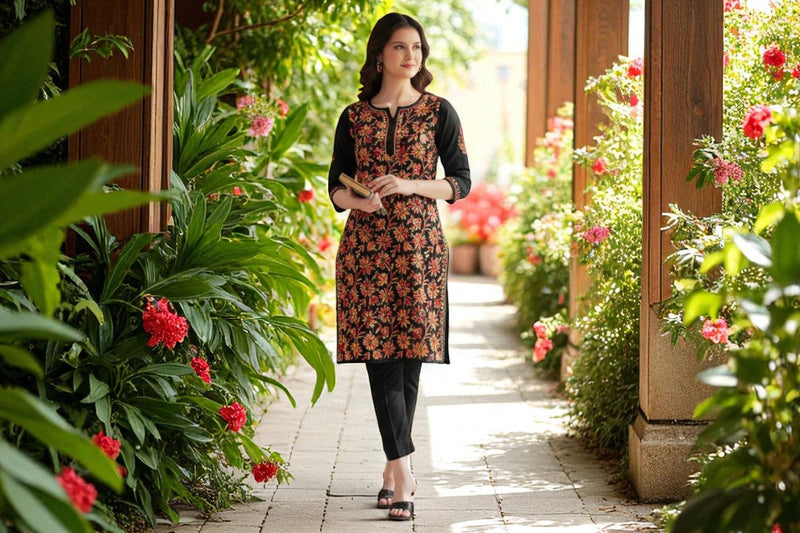 Traditional Lucknowi straight kurta pure cotton