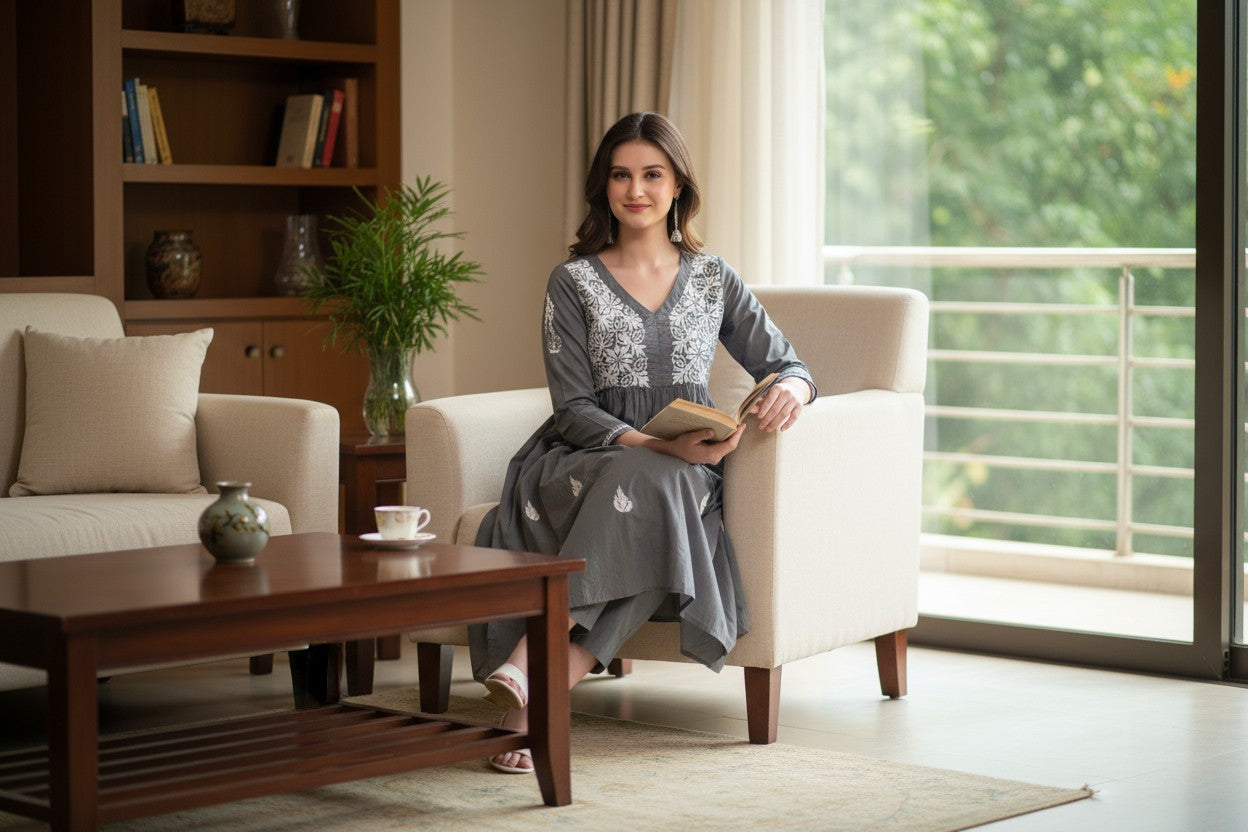 Women’s cotton chikankari dress