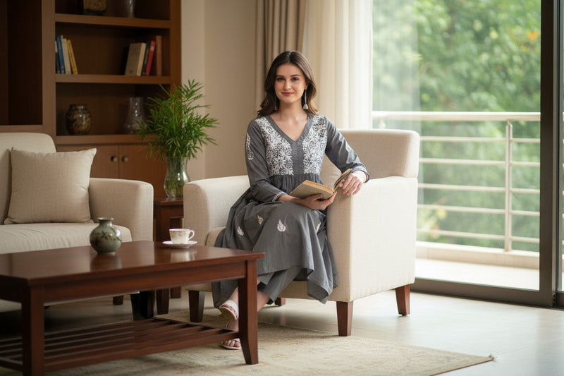 Women’s cotton chikankari dress