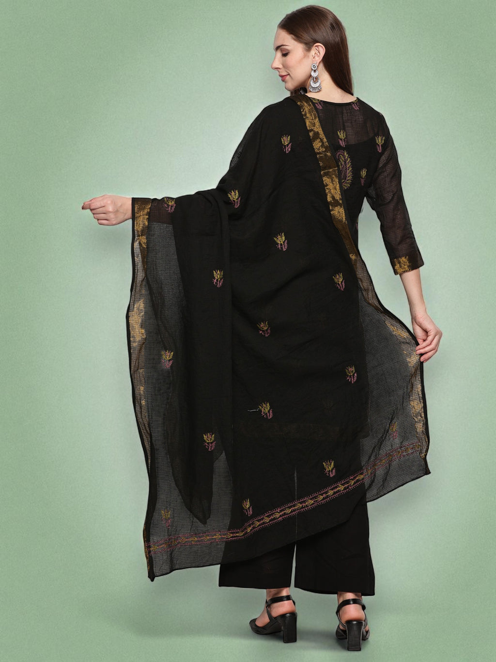 Black Kota Handcrafted Chikankari Kurta Set