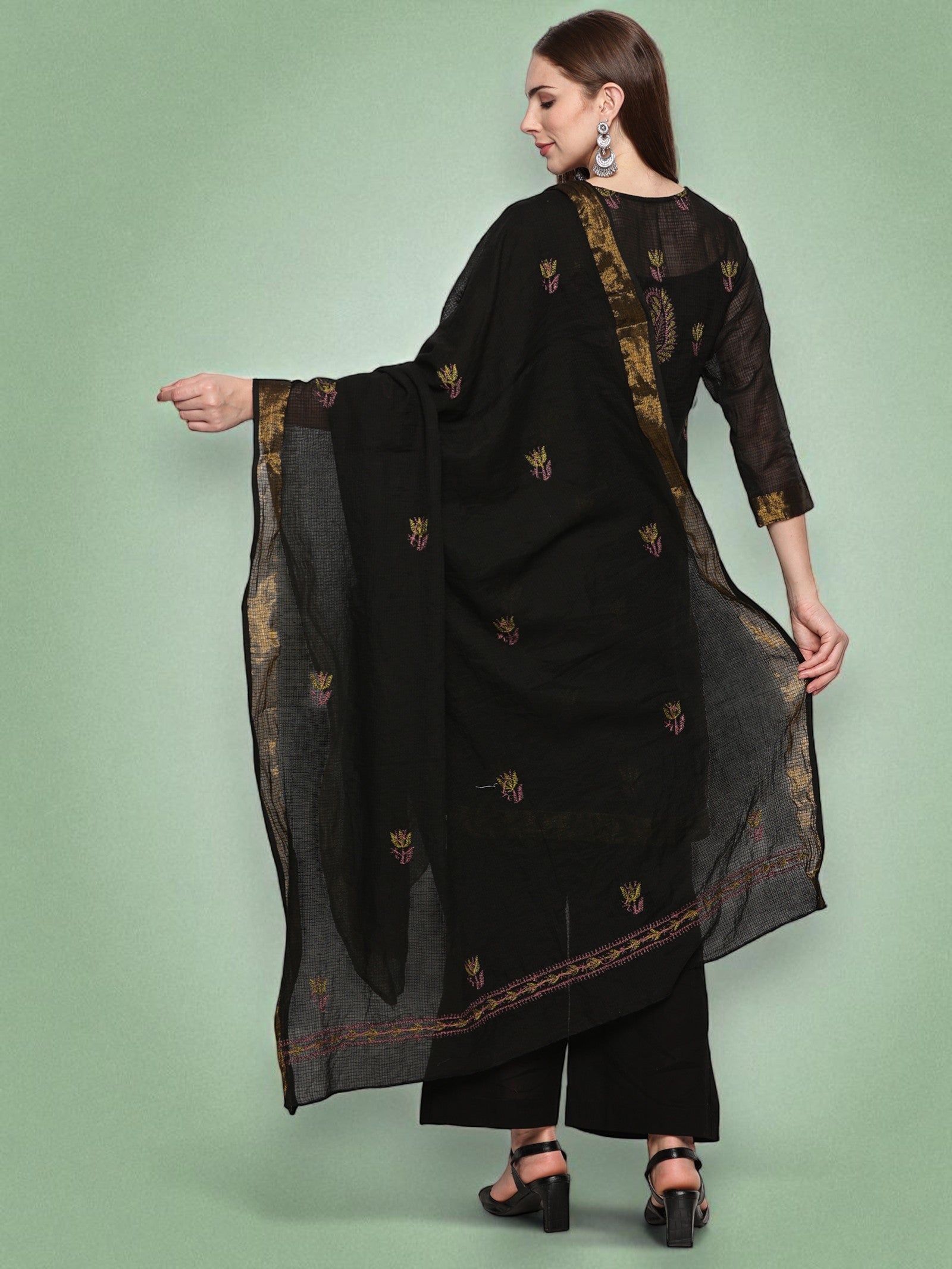 Black Kota Handcrafted Chikankari Kurta Set
