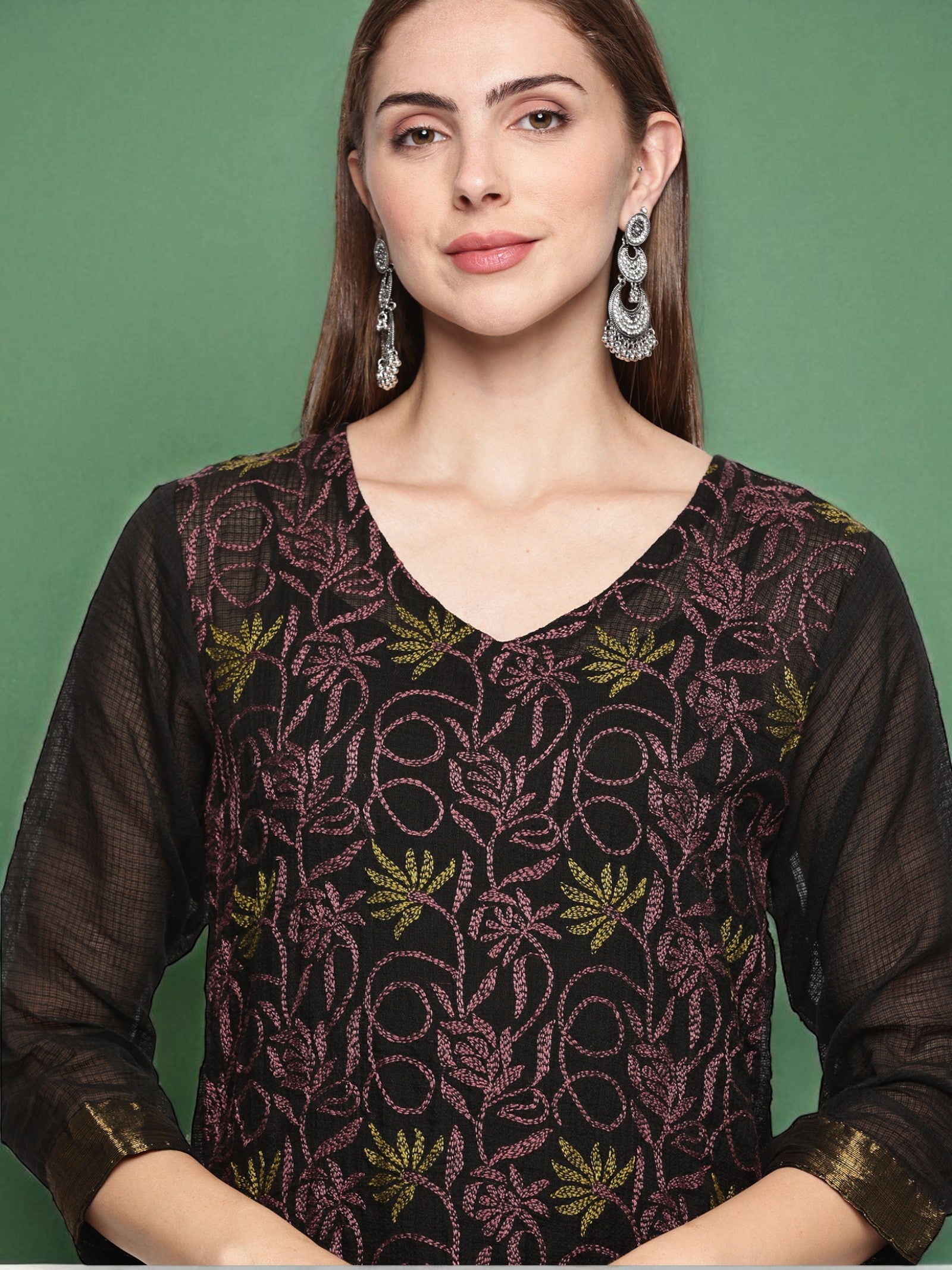 Black Kota Handcrafted Chikankari Kurta Set