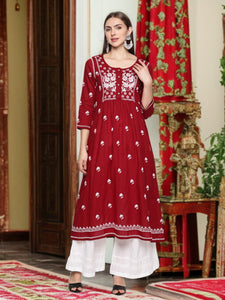 Cotton Hand Embroidered Chikankari Kurta