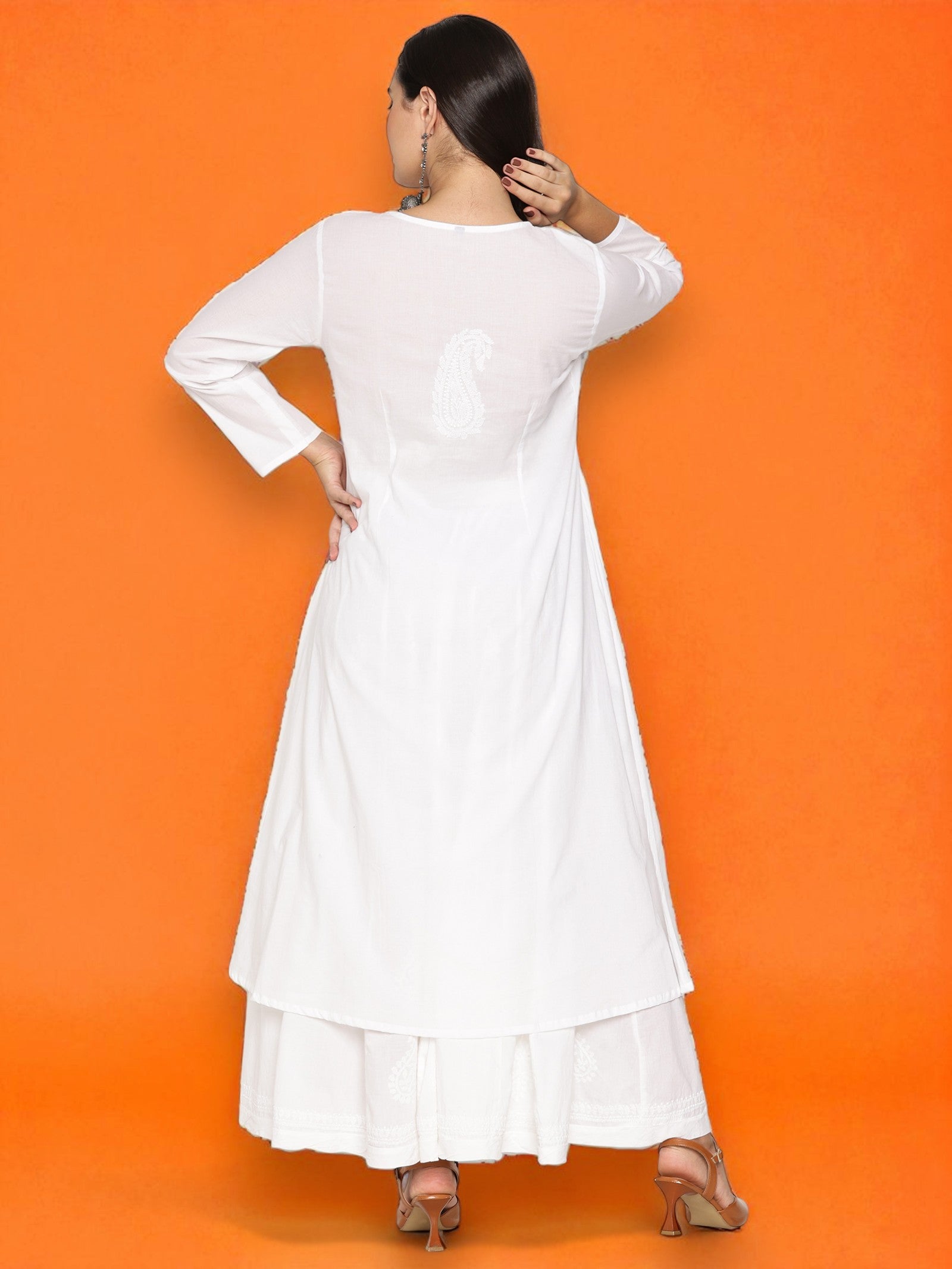 White Cotton Hand Embroidered Chikankari Kurta