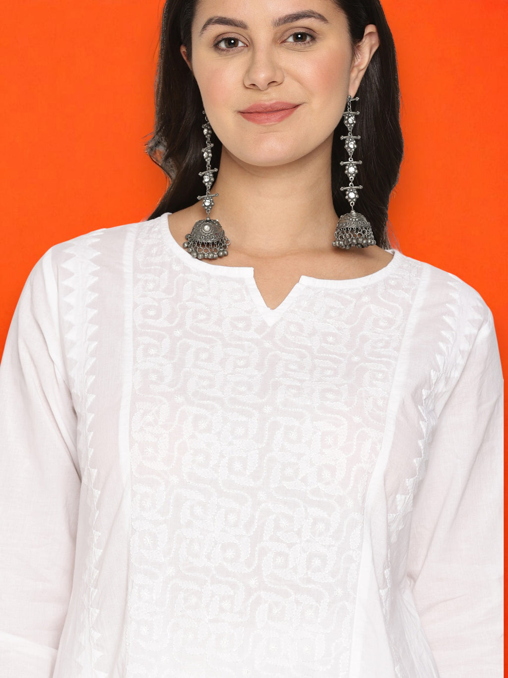 White Cotton Hand Embroidered Chikankari Kurta