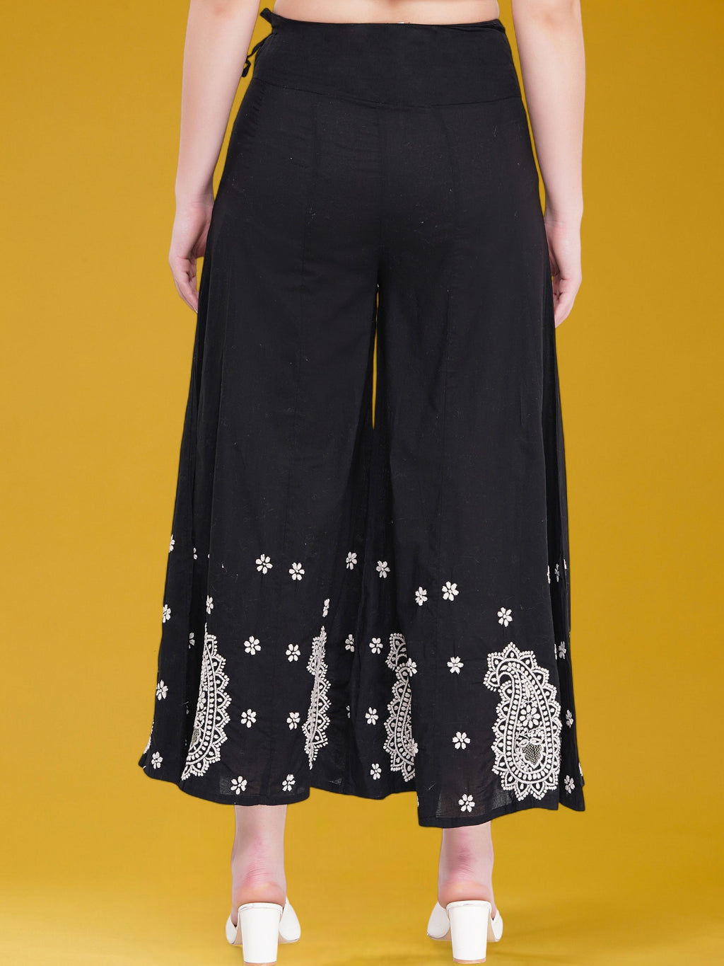 Women's Handcrafted  Chikankari Cotton Palazzo Pant