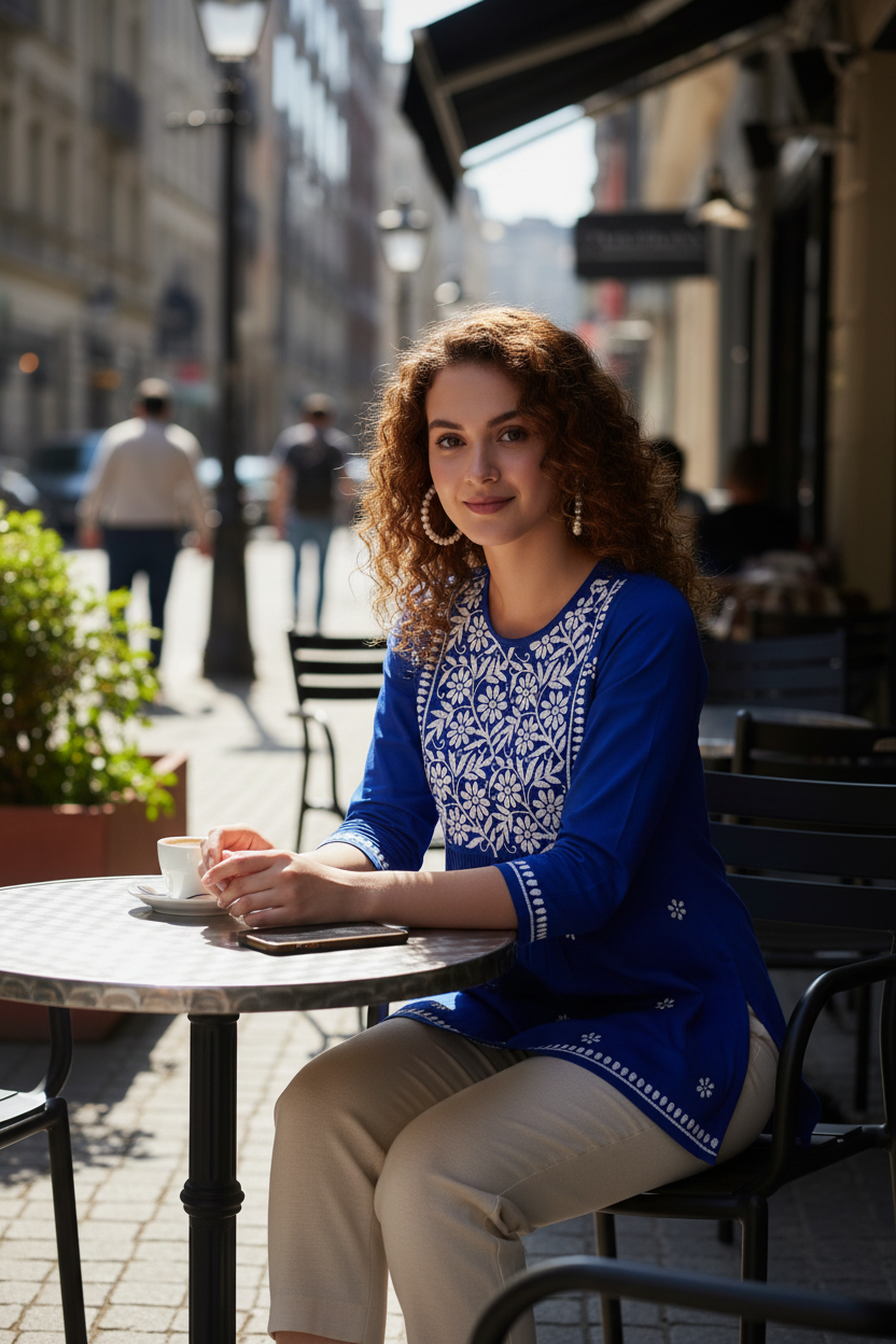 Chikankari Top for Women | Pure Cotton 27 Inch Kurti | Hand Embroidered Lucknowi Kurta